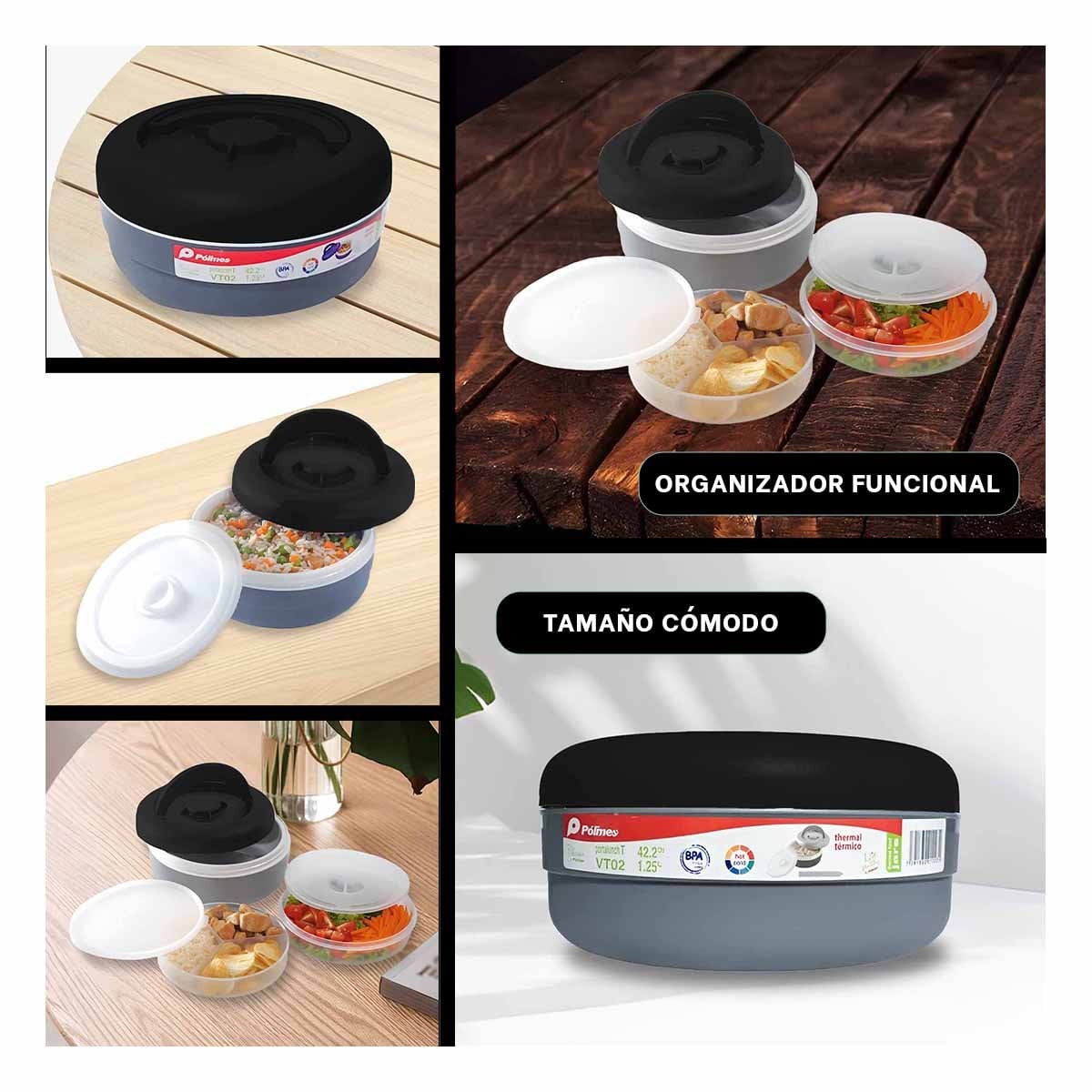 PACK6 ENVASE TERMICO 1.25L NEGRO Y PLOMO PARA CASA Y TRABAJO Y+PAPEL REGALO - 3