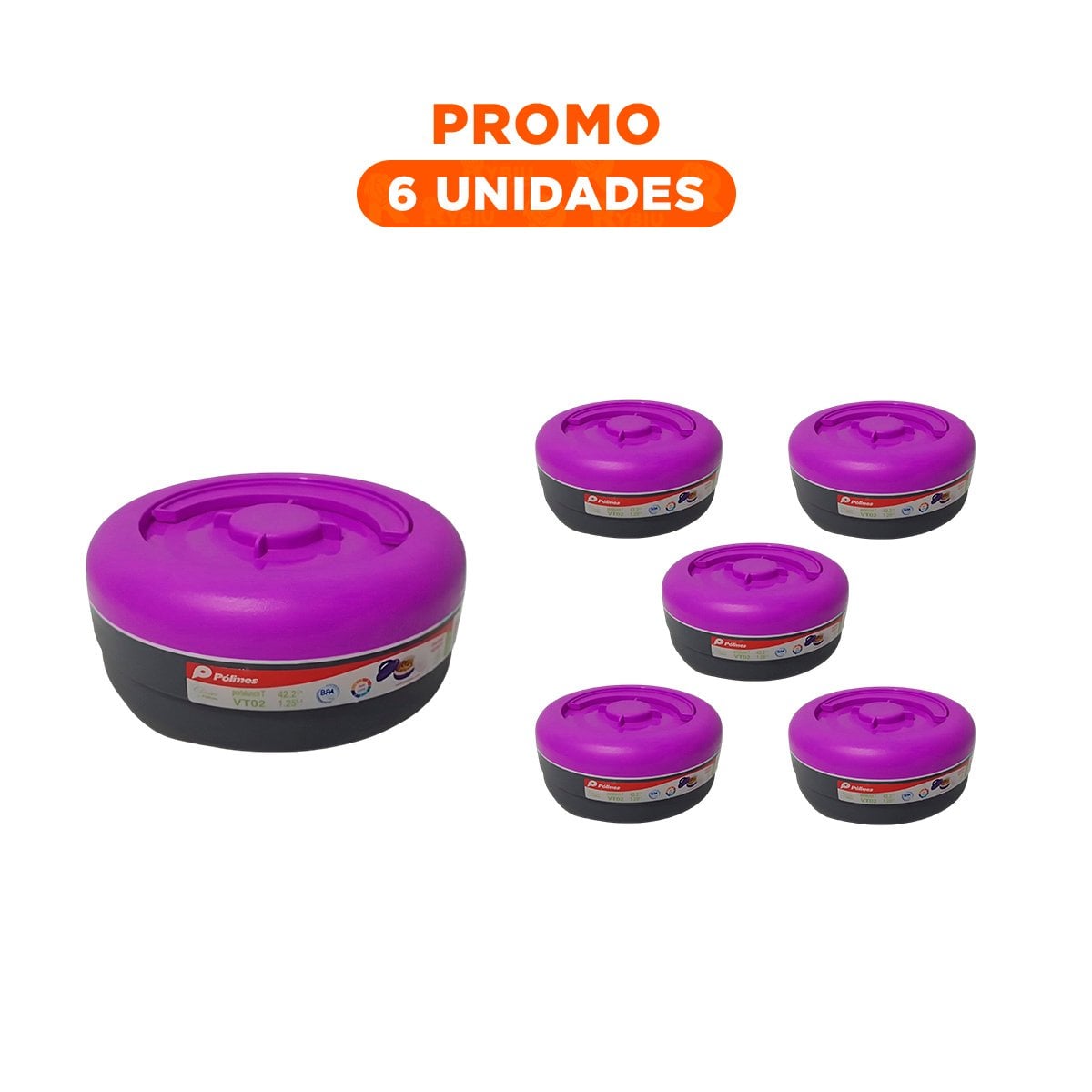 PACK6 LONCHERA RESISTENTE 1.25L MORADO Y PLOMO PARA ACTIVIDADES DIARIAS - 1