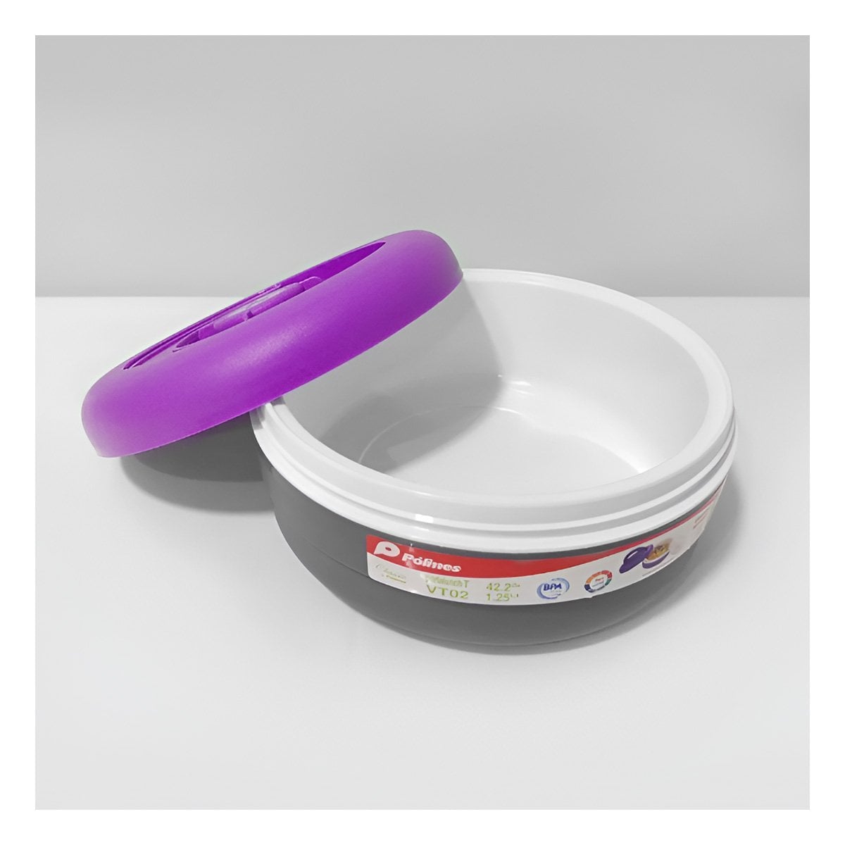 PACK6 LONCHERA RESISTENTE 1.25L MORADO Y PLOMO PARA ACTIVIDADES DIARIAS - 2