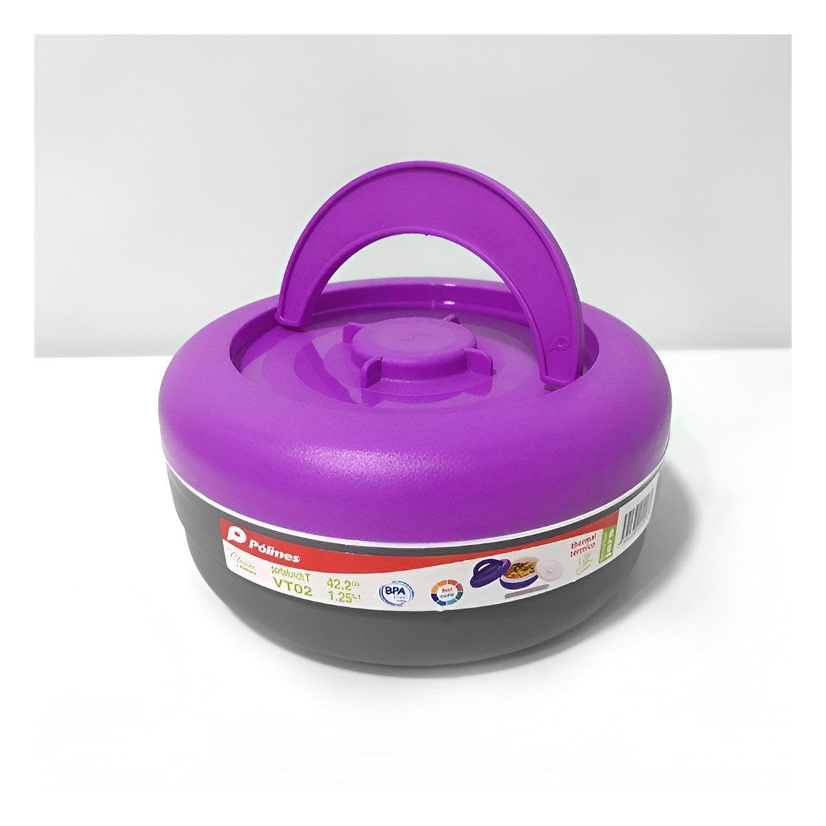 PACK6 LONCHERA RESISTENTE 1.25L MORADO Y PLOMO PARA ACTIVIDADES DIARIAS - 3