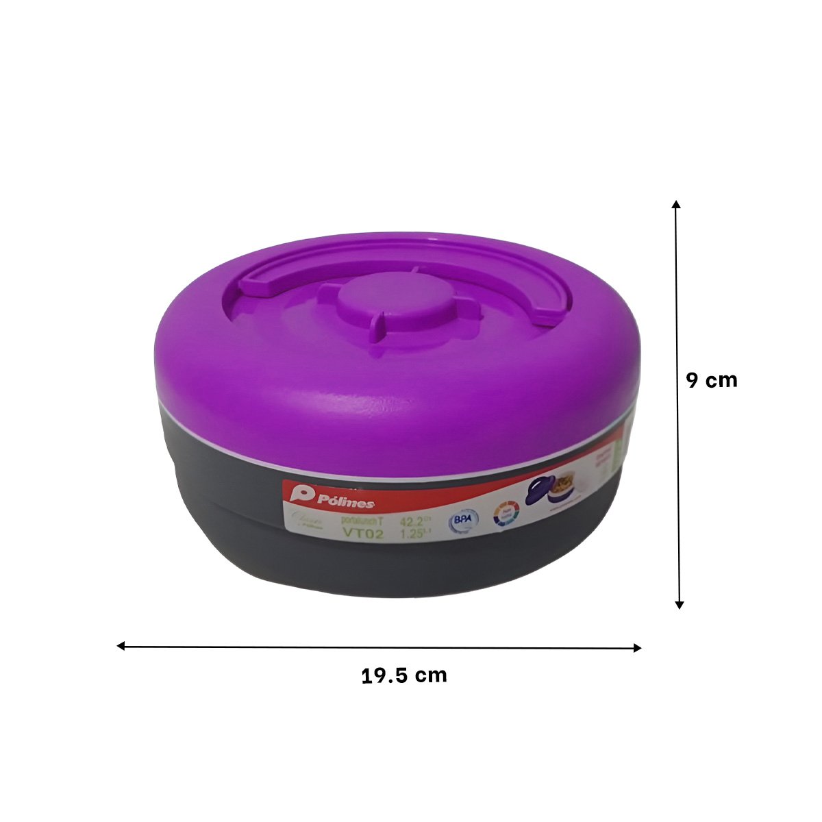 PACK6 LONCHERA RESISTENTE 1.25L MORADO Y PLOMO PARA ACTIVIDADES DIARIAS - 4