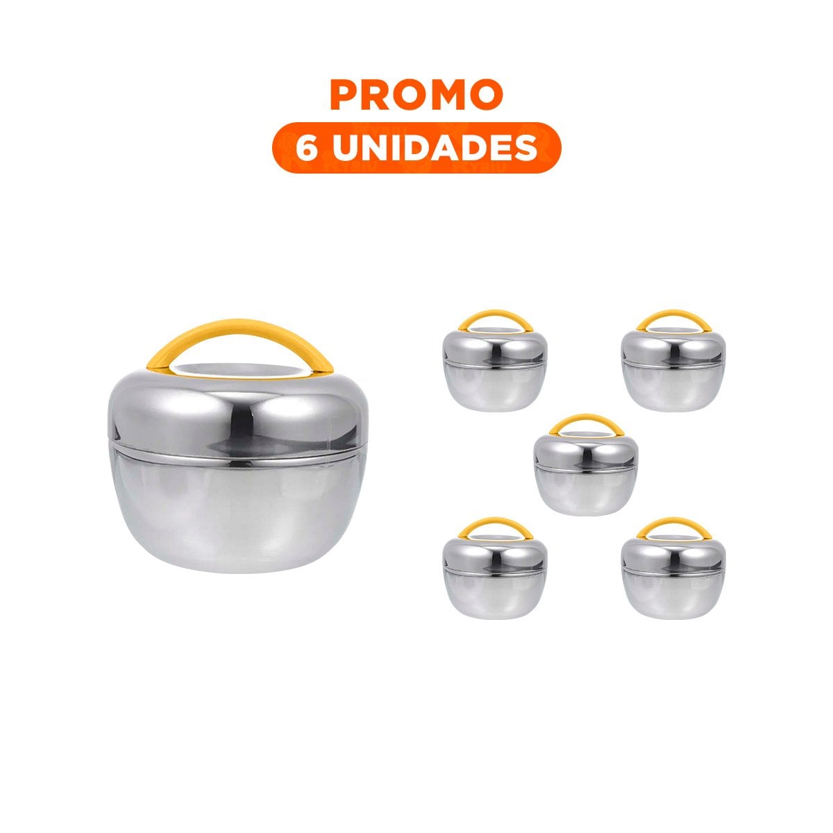 PACK6 TAPER TERMO AMARILLO Y PLOMO 1L CIRCULAR PERFECTO PARA MANTENER COMIDAS FRIAS - 1