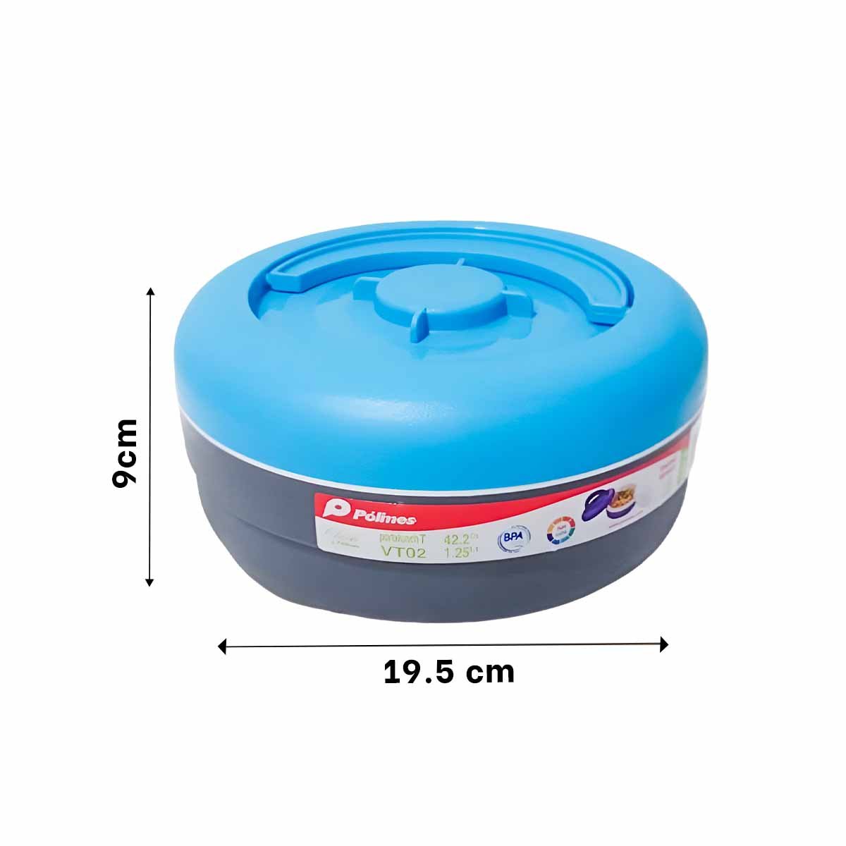 PACK2 TAPER DE ALIMENTOS 1.25L CELESTE Y PLOMO PARA LLEVAR AL TRABAJO Y+PAPEL REGALO - 4