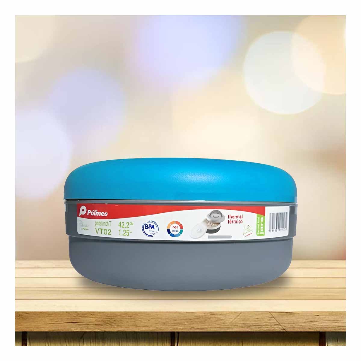PACK2 TAPER DE ALIMENTOS 1.25L CELESTE Y PLOMO PARA LLEVAR AL TRABAJO Y+PAPEL REGALO - 5