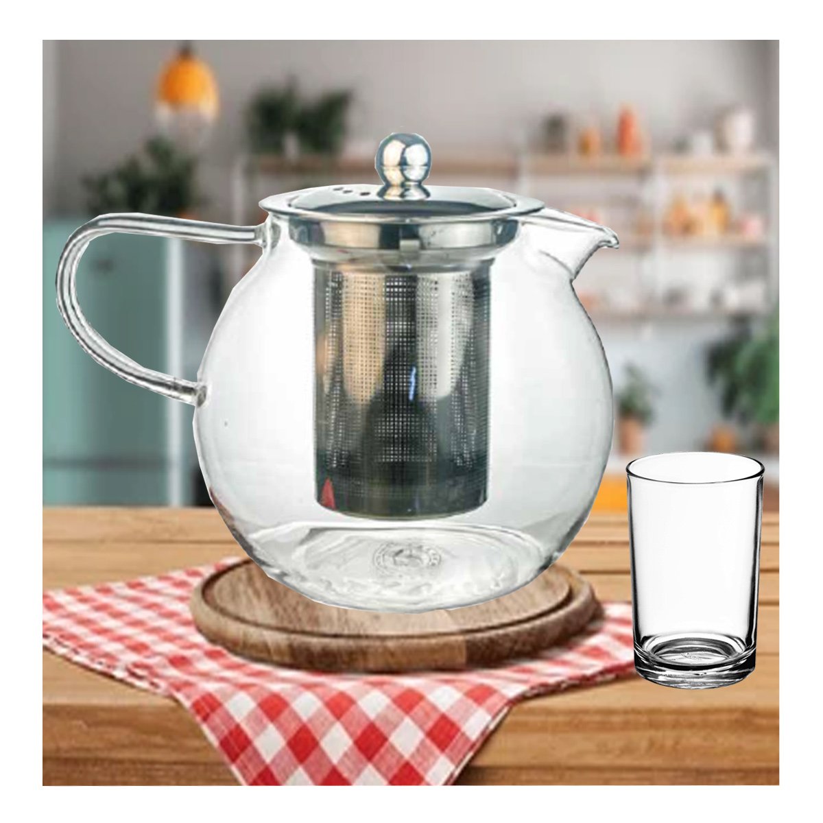 INFUSOR DE 800ML EN BOROSILICATO Y ACERO CON CUERPO CIRCULAR TRANSPARENTE Y+PAPEL REGALO - 3