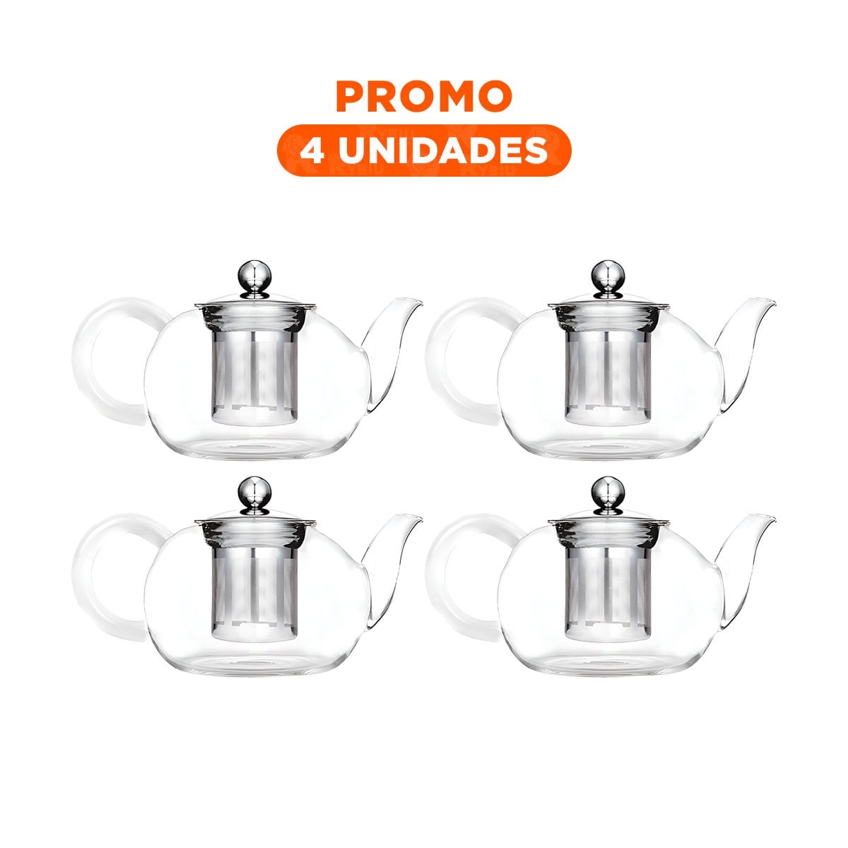 PACK4 RECIPIENTE CIRCULAR TRANSPARENTE 900ML EN BOROSILICATO Y ACERO Y+REGALO STICKER - 1