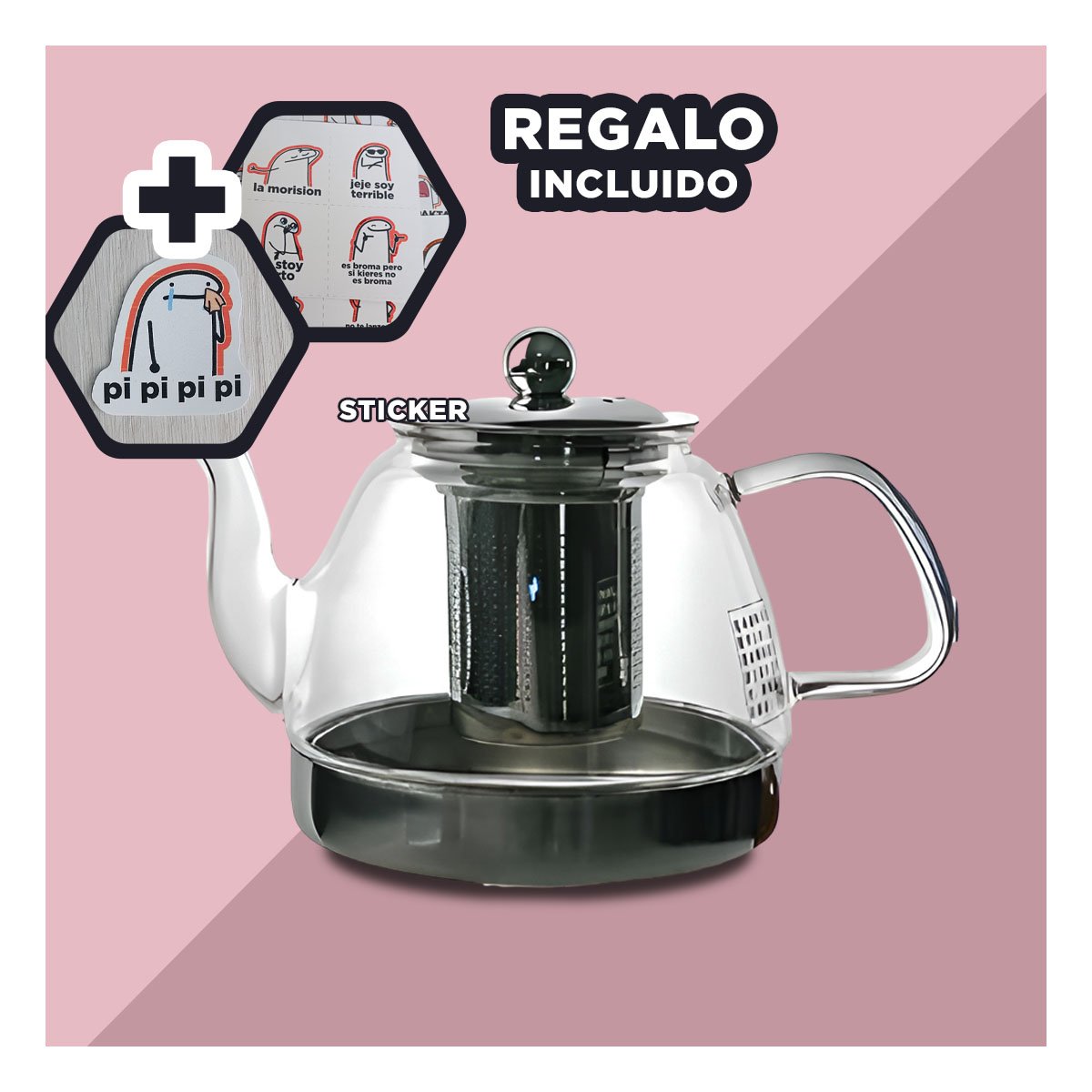 PACK12 HERVIDOR DE 800ML E163 TRANSPARENTE Y+REGALO STICKERS - 2