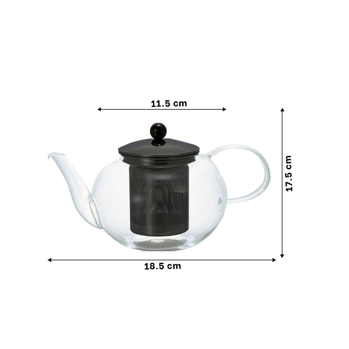 PACK4 TETERA CIRCULAR TRANSPARENTE 900ML FABRICADA EN BOROSILICATO Y ACERO Y+PAPEL REGALO - 4