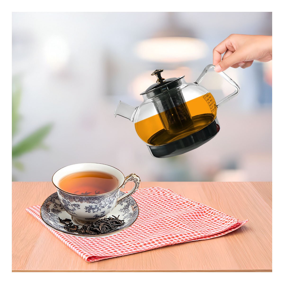 INFUSOR DE 1000ML EN BOROSILICATO Y ACERO CON CUERPO DE COLOR TRANSPARENTE Y+PAPEL REGALO - 3