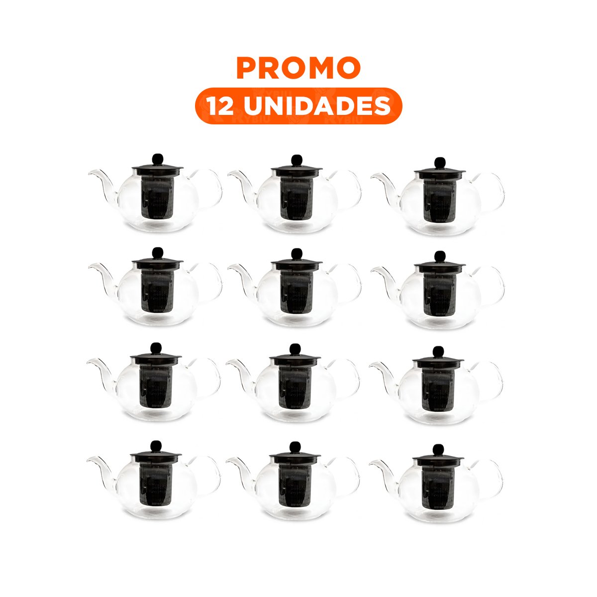 PACK12 HERVIDOR CON TOQUE ELEGANTE 900ML F066B TRANSPARENTE - 1