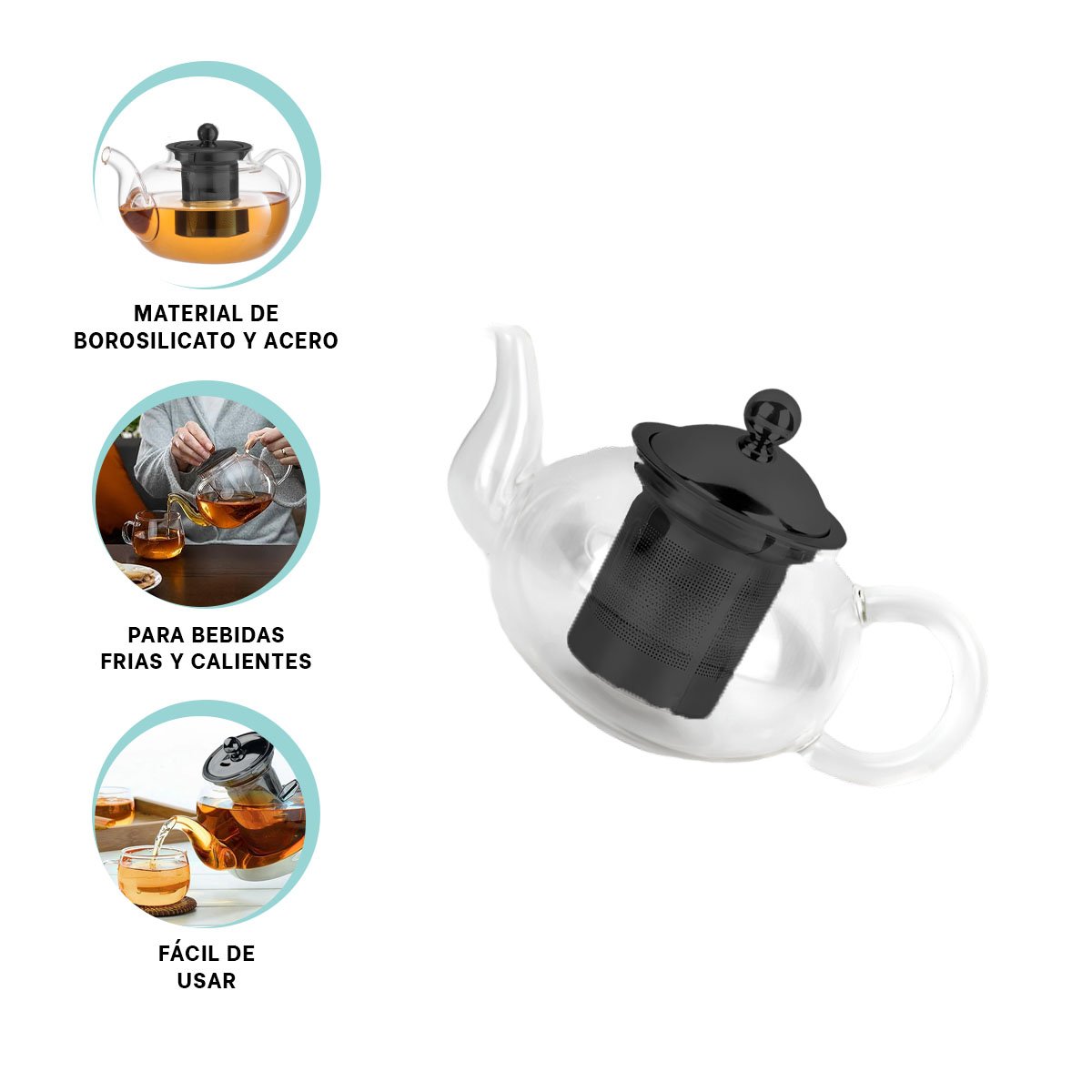 PACK12 HERVIDOR CON TOQUE ELEGANTE 900ML F066B TRANSPARENTE - 2