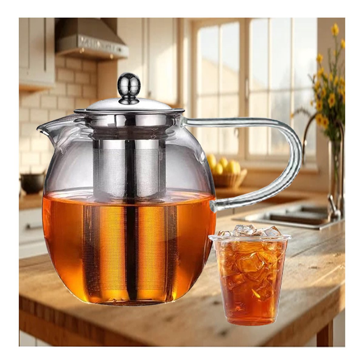 PACK12 JARRA CIRCULAR TRANSPARENTE 800ML CON CUERPO EN BOROSILICATO Y ACERO - 5