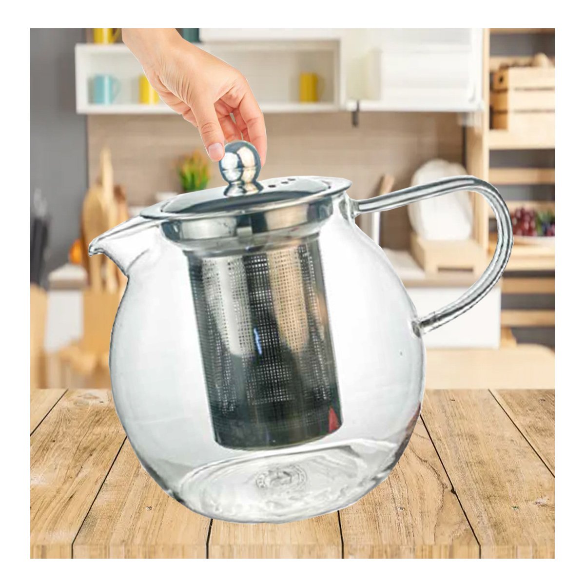 PACK12 JARRA DE BOROSILICATO Y ACERO 800ML EN FORMA CIRCULAR TRANSPARENTE Y+PAPEL REGALO - 3