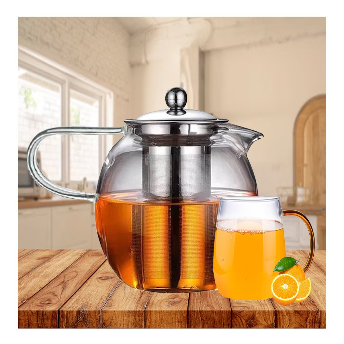 PACK12 JARRA DE BOROSILICATO Y ACERO 800ML EN FORMA CIRCULAR TRANSPARENTE Y+PAPEL REGALO - 5
