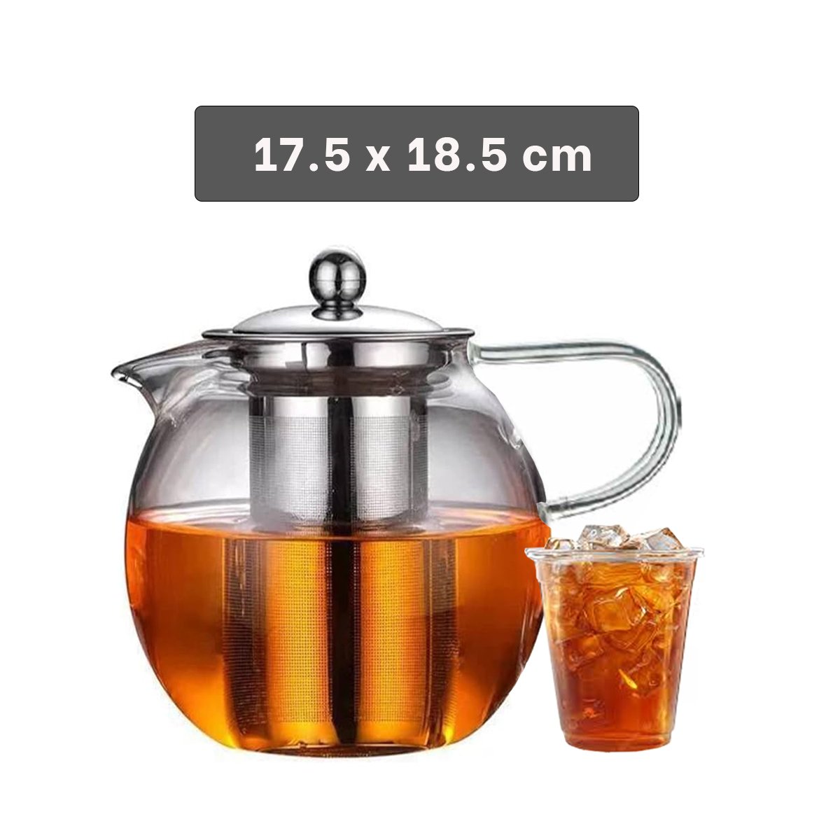 PACK6 JARRA CIRCULAR DE INFUSION 800ML TRANSPARENTE EN BOROSILICATO CON ACERO Y+PAPEL REGALO - 4