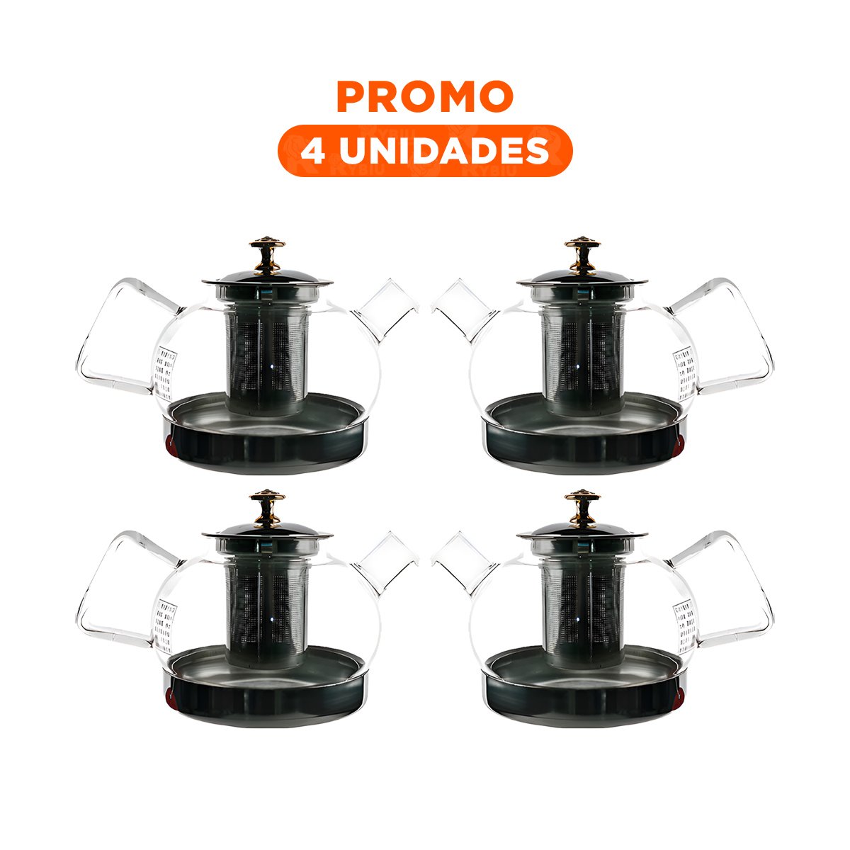PACK4 RECIPIENTE DE COLOR TRANSPARENTE 1000ML EN BOROSILICATO Y ACERO Y+REGALO STICKER - 1