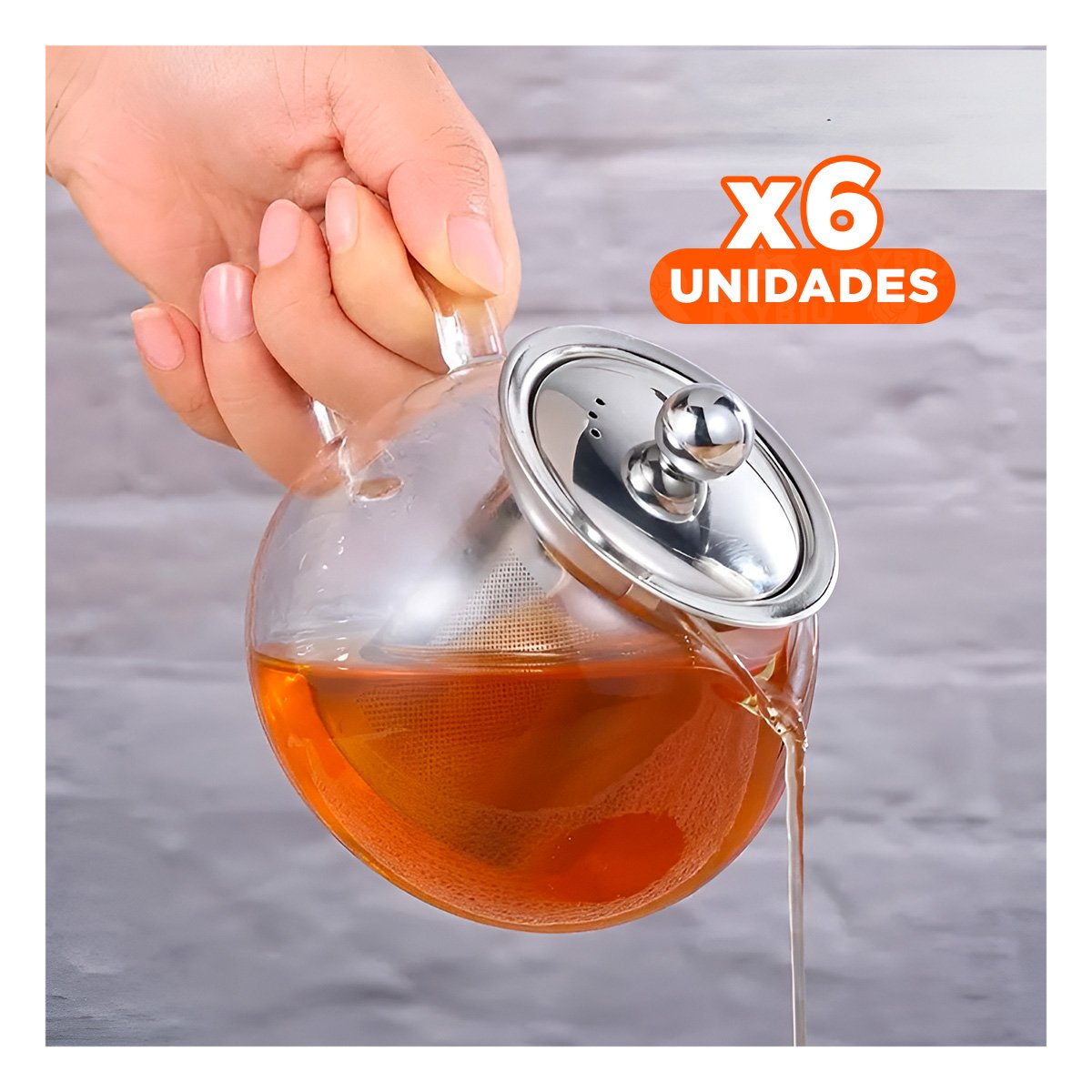 PACK6 JARRA 800ML TRANSPARENTE DE FORMA CIRCULAR EN BOROSILICATO Y ACERO Y+REGALO STICKER - 1