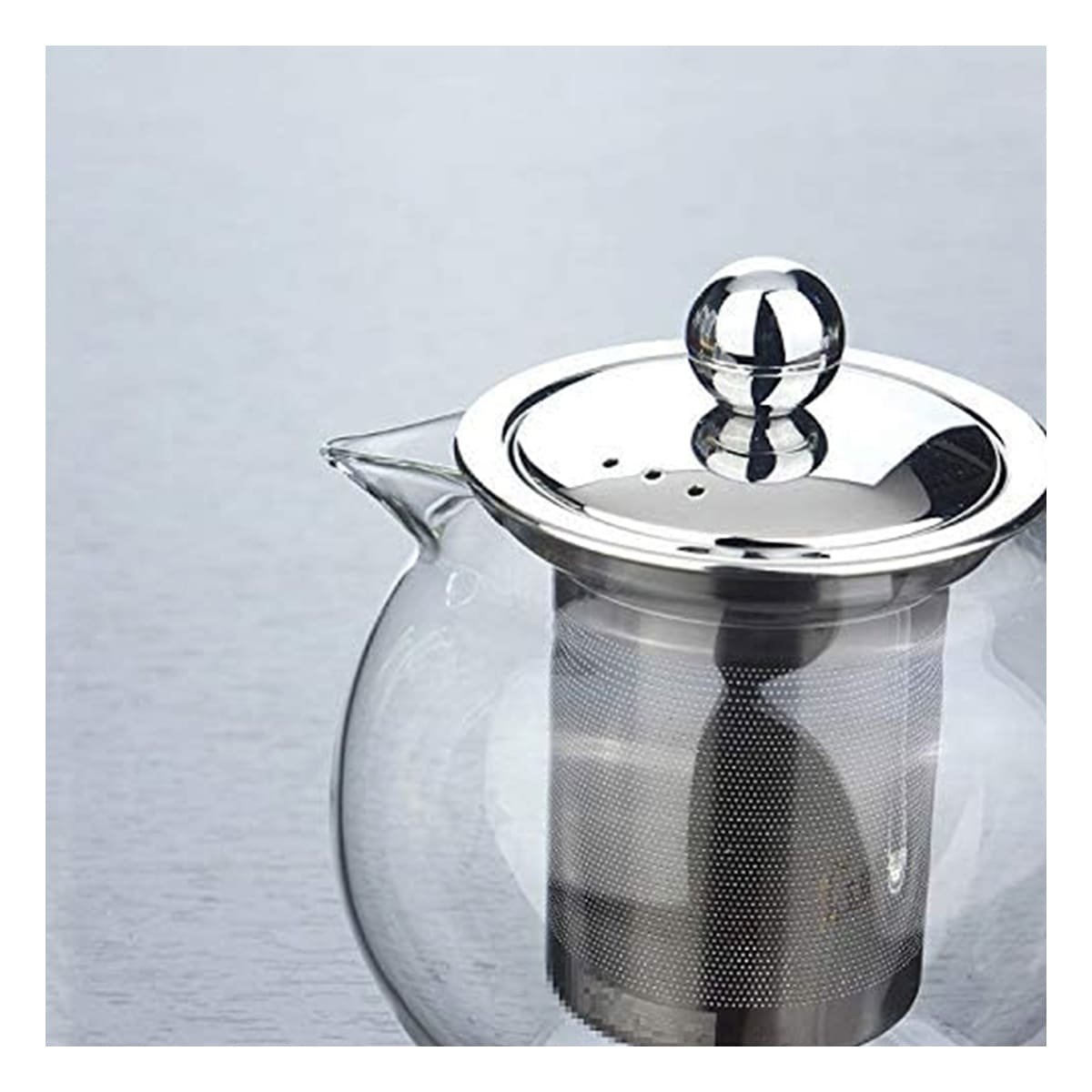 PACK2 TETERA DE BOROSILICATO Y ACERO 800ML EN ESTRUCTURA CIRCULAR TRANSPARENTE - 2