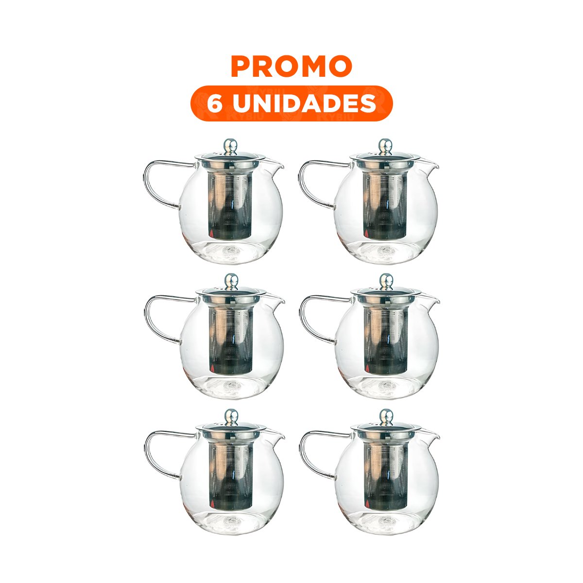 PACK6 RECIPIENTE DE BOROSILICATO Y ACERO 800ML EN PRESENTACION CIRCULAR TRANSPARENTE - 1