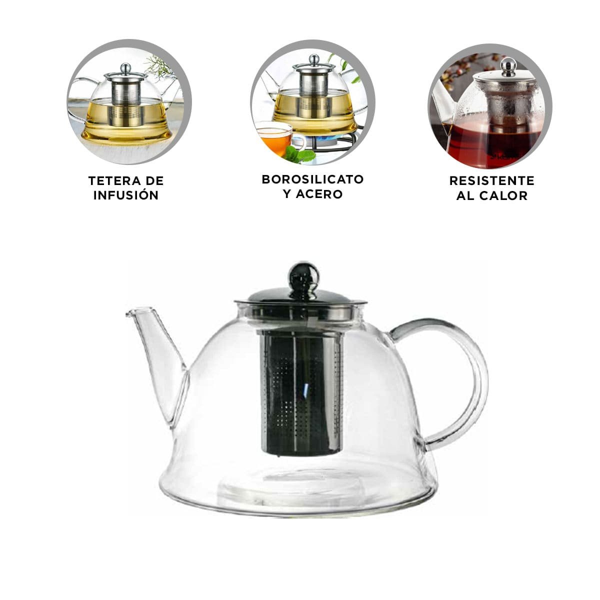 INFUSOR DE COLOR TRANSPARENTE EN 1500ML CON CUERPO DE BOROSILICATO Y ACERO - 3