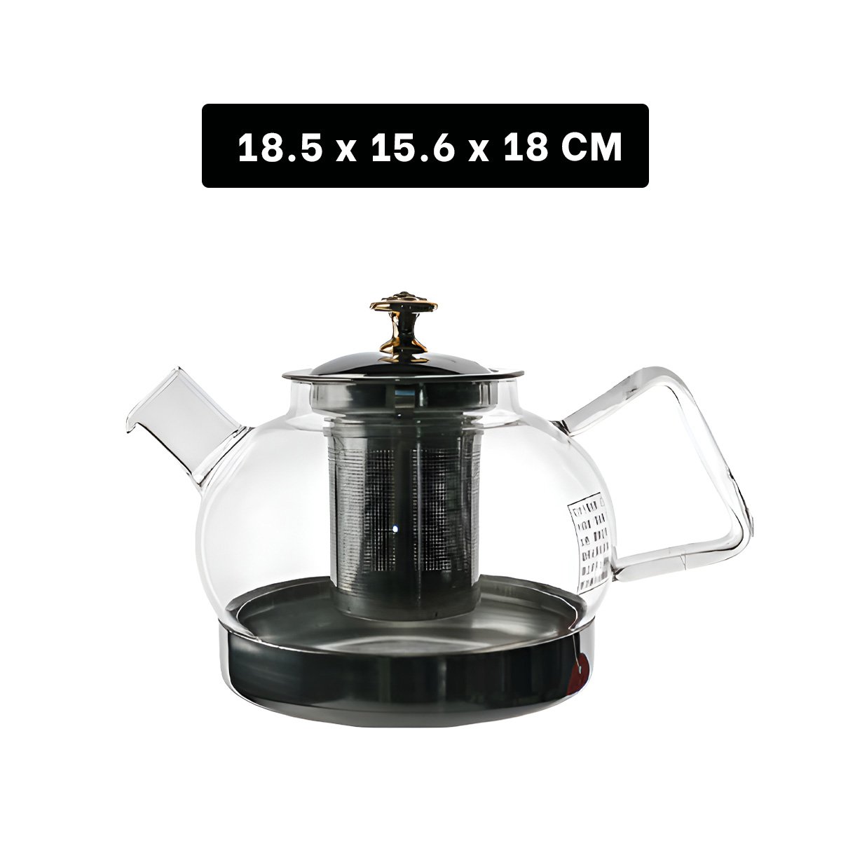 PACK4 TETERA 1000ML DE INFUSION EN BOROSILICATO Y ACERO CON FORMA DE COLOR TRANSPARENTE - 4