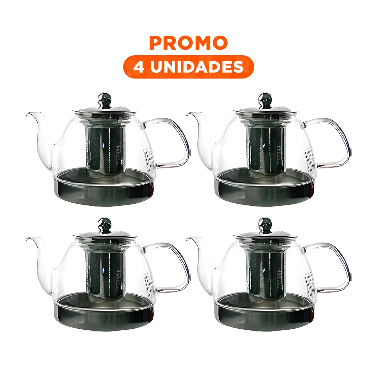PACK4 RECIPIENTE DE COLOR TRANSPARENTE 800ML EN BOROSILICATO Y ACERO Y+REGALO STICKER - 1