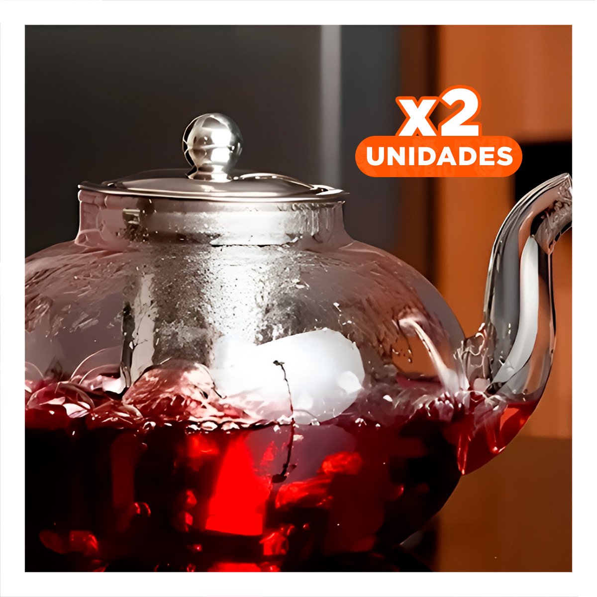 PACK2 TETERA CIRCULAR DE COCINA 900ML TRANSPARENTE CON BOROSILICATO Y ACERO Y+REGALO STICKER - 1