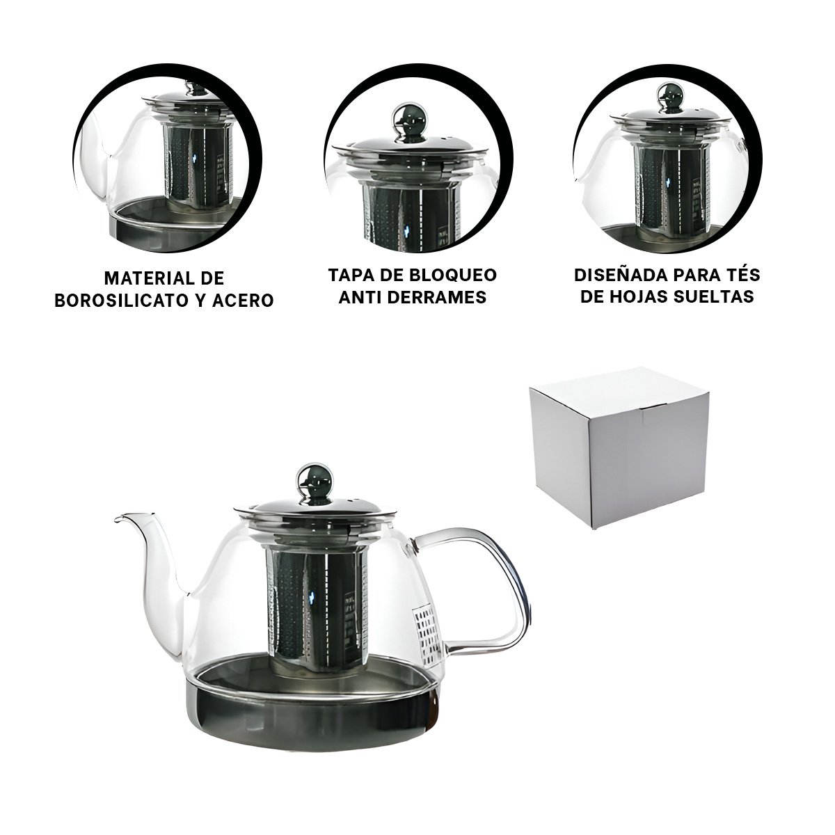 PACK12 HERVIDOR CON FILTRO INTEGRADO 800ML E163 TRANSPARENTE - 2