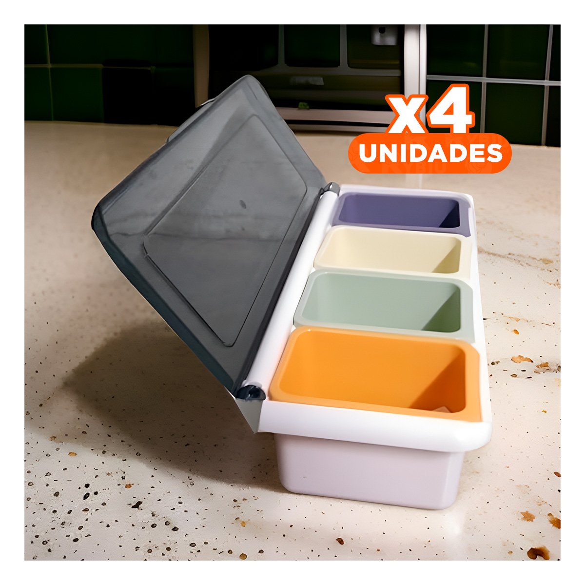 PACK4 UNIDADES 4 FRASCOS CON CUCHARITAS PARA MESA Y BUFFET - 1