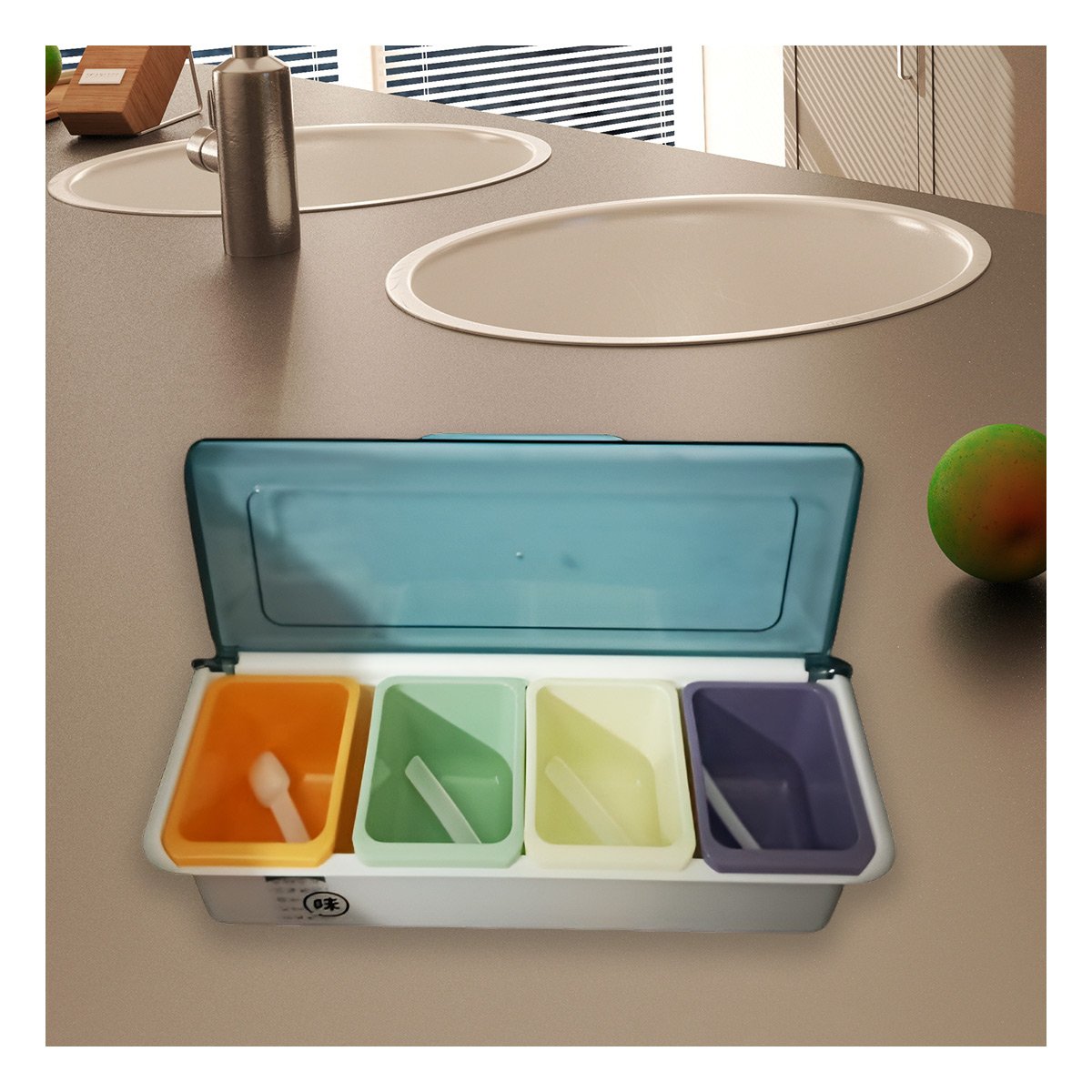 PACK4 UNIDADES 4 FRASCOS CON CUCHARITAS PARA MESA Y BUFFET - 5