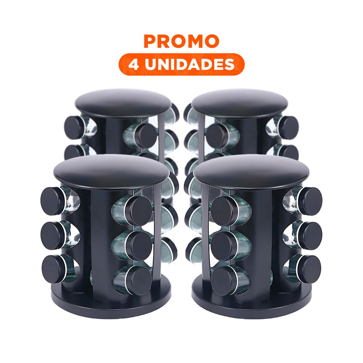 PACK4 CONJUNTO DE COLOR NEGRO CON 12 FRASCOS EN SISTEMA GIRATORIO Y+REGALO STICKER - 1