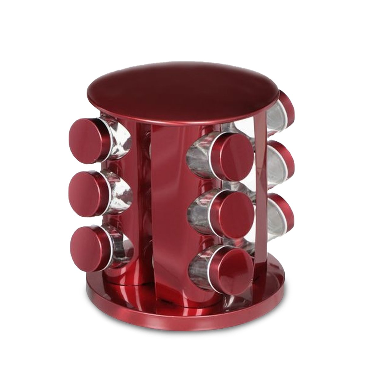 PACK2 SOPORTE CIRCULAR ROJO CON 12 FRASCOS SEGURO Y LIGERO PARA COCINA Y+REGALO STICKER - 2