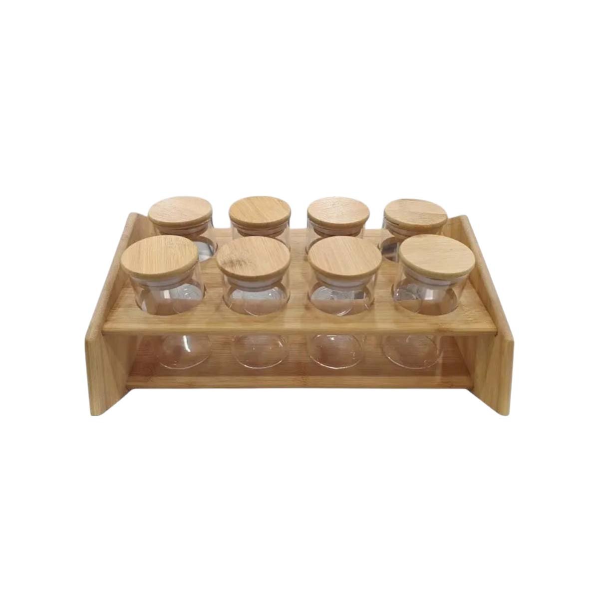PACK2 RACK ESPECIERO RECTANGULAR CON 8 FRASCOS CIRCULARES PARA COCINA HOGAR Y+REGALO STICKER - 2