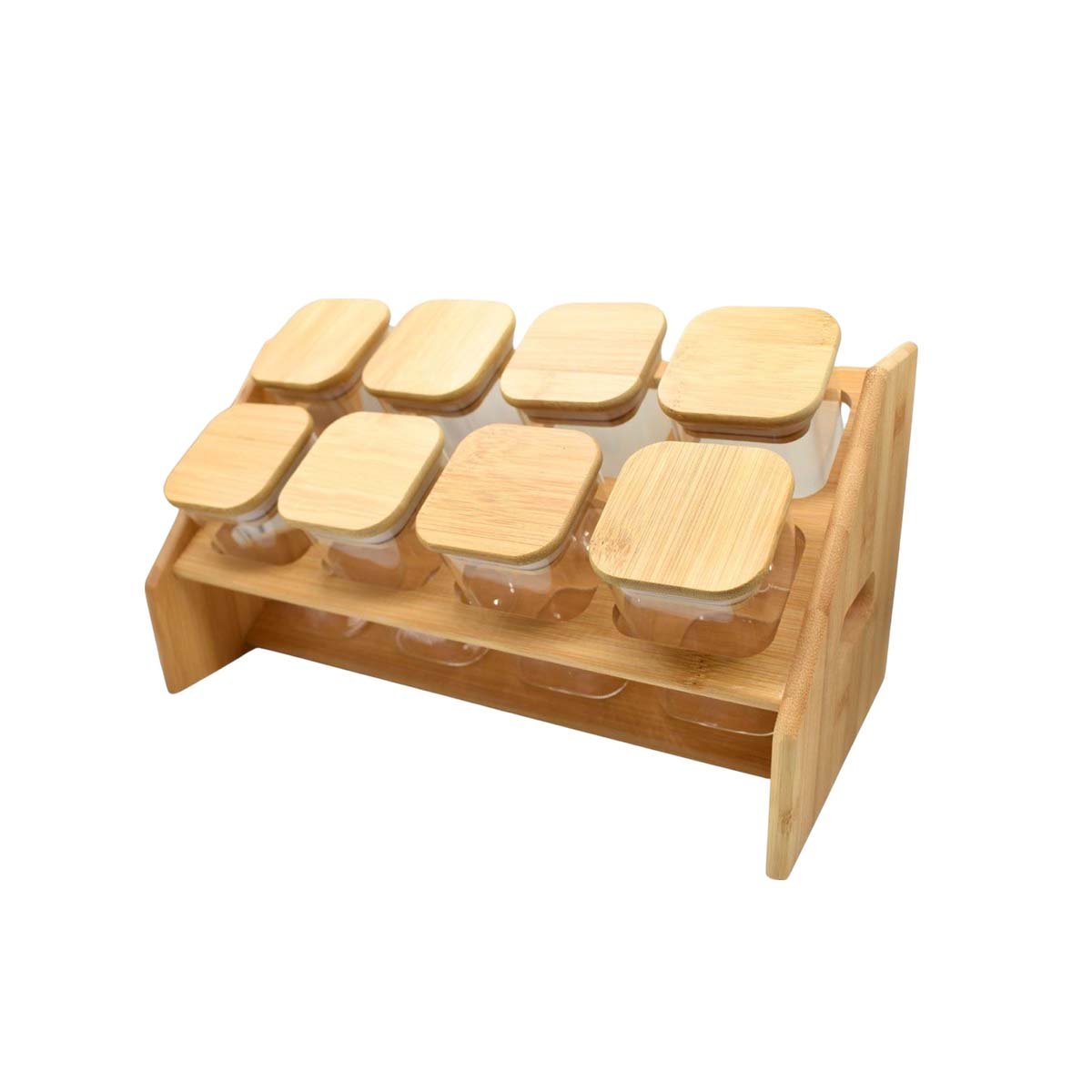 PACK4 PORTAESPECIAS DE MADERA CON 8 BOTECITOS CUADRADO - 5