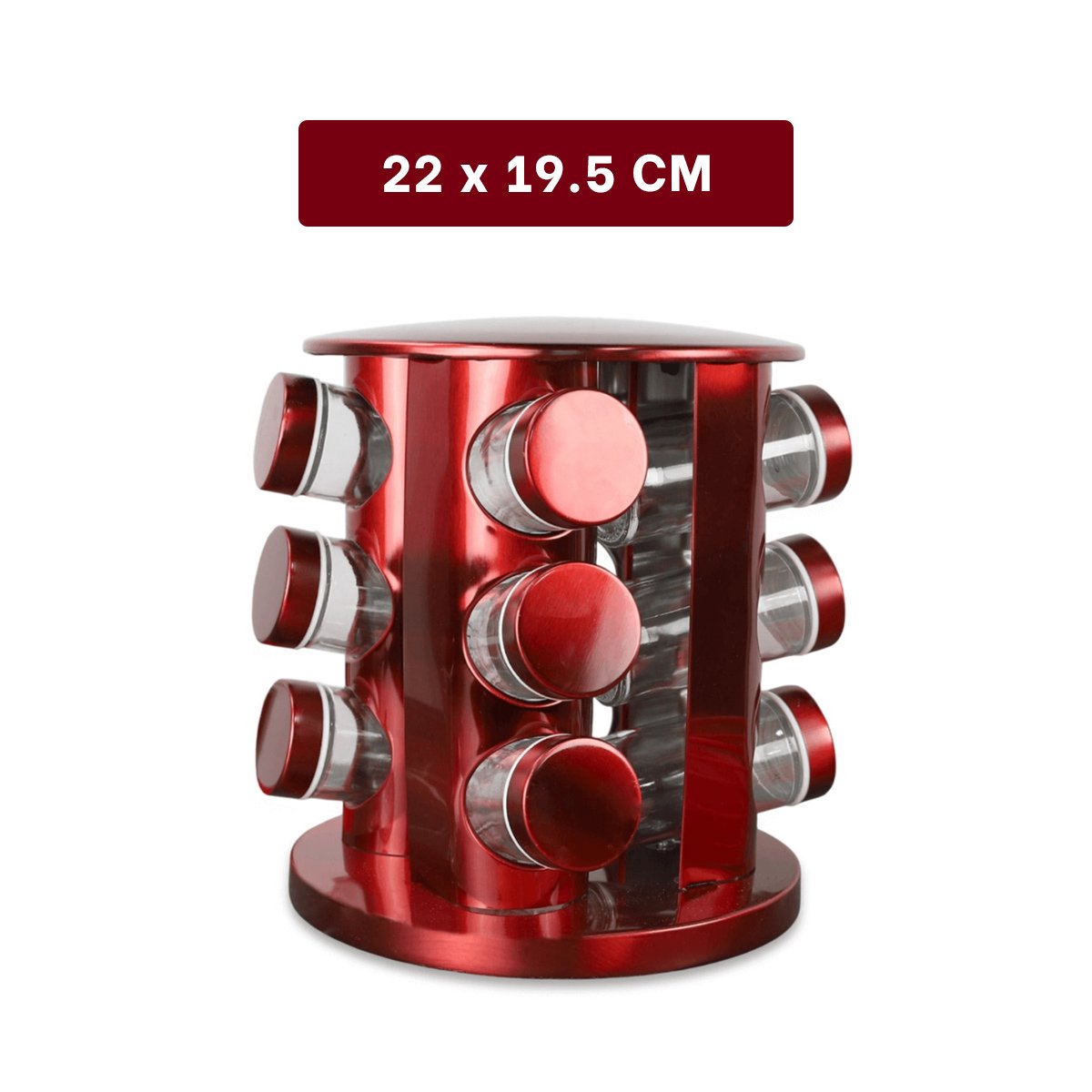 SET CONDIMENTERO GIRATORIO CIRCULAR ROJO CON 12 FRASCOS PRACTICOS Y+LIGAS REGALO - 4