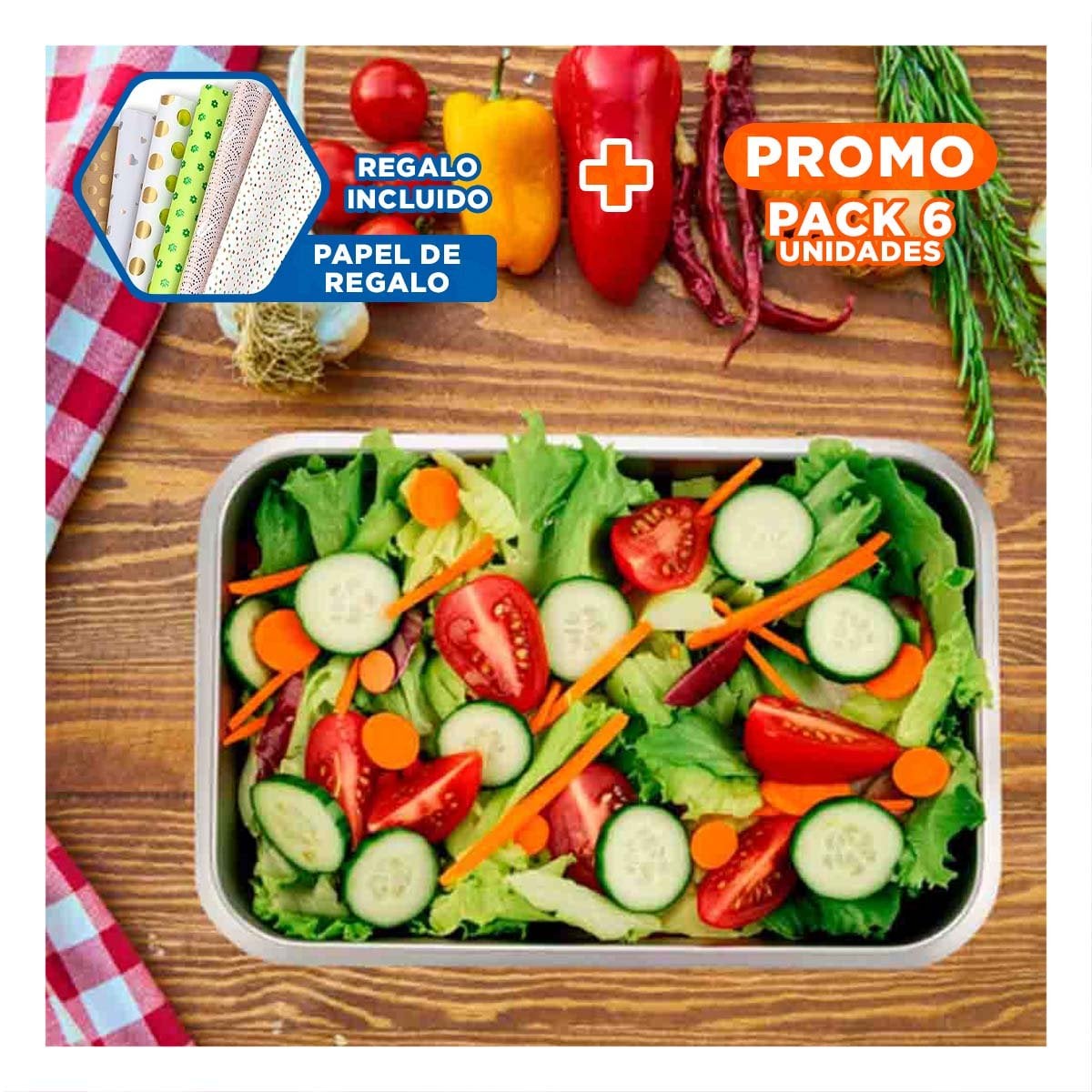 PACK6 PLATO DE COCINA RECTANGULAR PLATEADO PARA ORGANIZAR COMIDAS Y POSTRES Y+PAPEL REGALO - 1