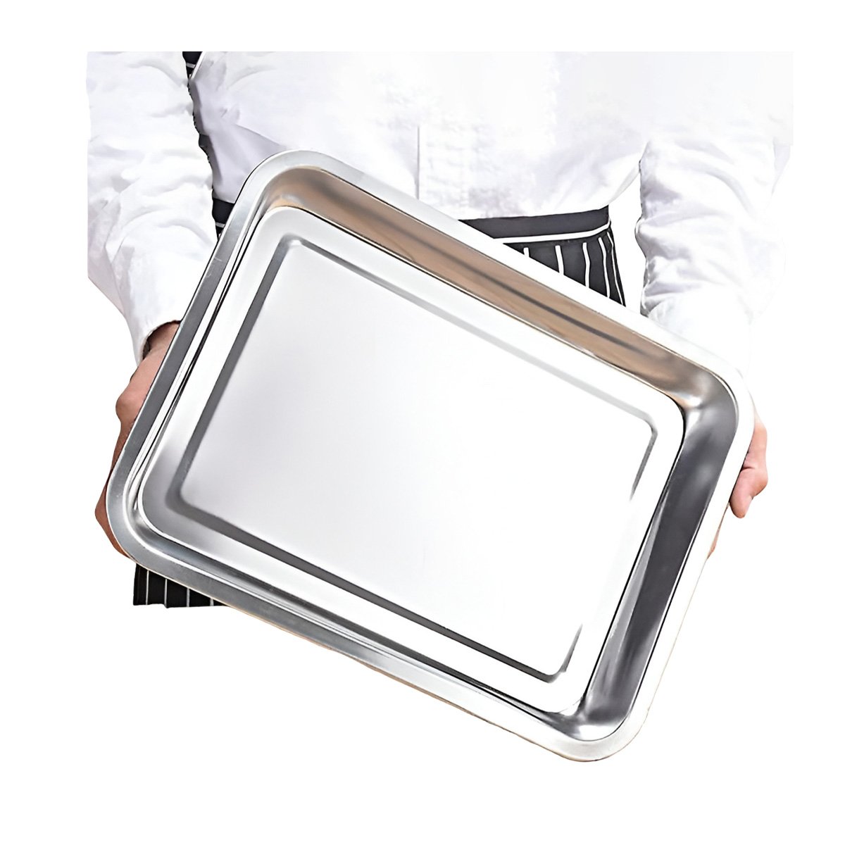 PLATO COCINA HOGAR DE ACERO PARA DECORACION Y USO DIARIO PLATEADA Y+LIGAS REGALO - 3