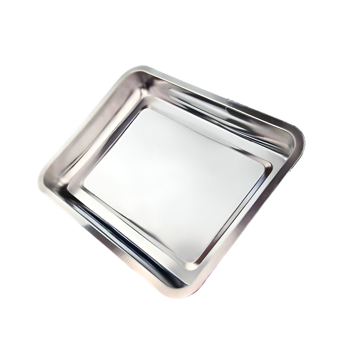 BANDEJILLA RECTANGULAR DE ACERO PARA COCINA Y HOGAR PLATEADO 50X35X2CM Y+PAPEL REGALO - 1