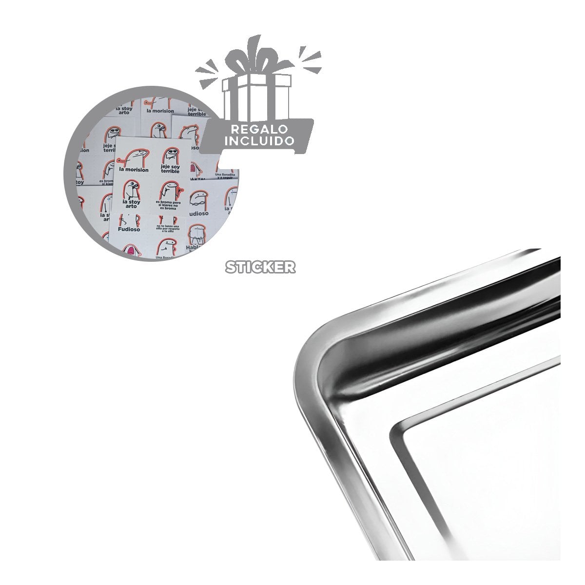 BASE SIMPLE DE ACERO PARA COCINA HOGAR Y DECORACION PLATEADA MODERNA Y+REGALO STICKER - 1