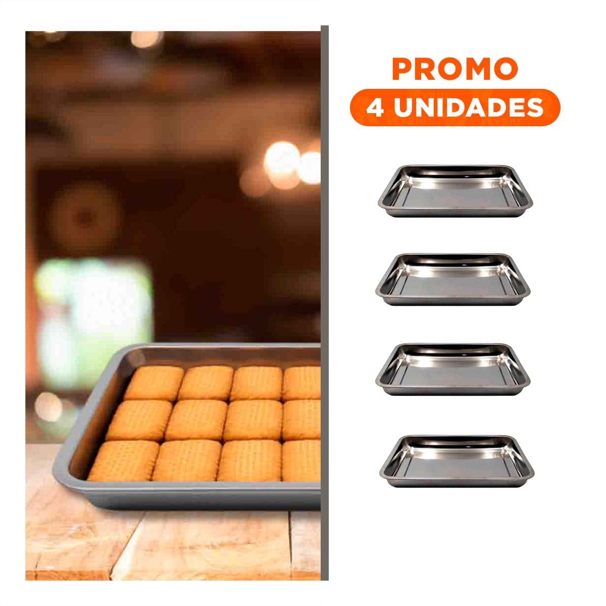 PACK4 BASE DE COCINA RECTANGULAR PLATEADA PARA PRESENTAR PLATOS Y SNACKS Y+REGALO STICKER - 1
