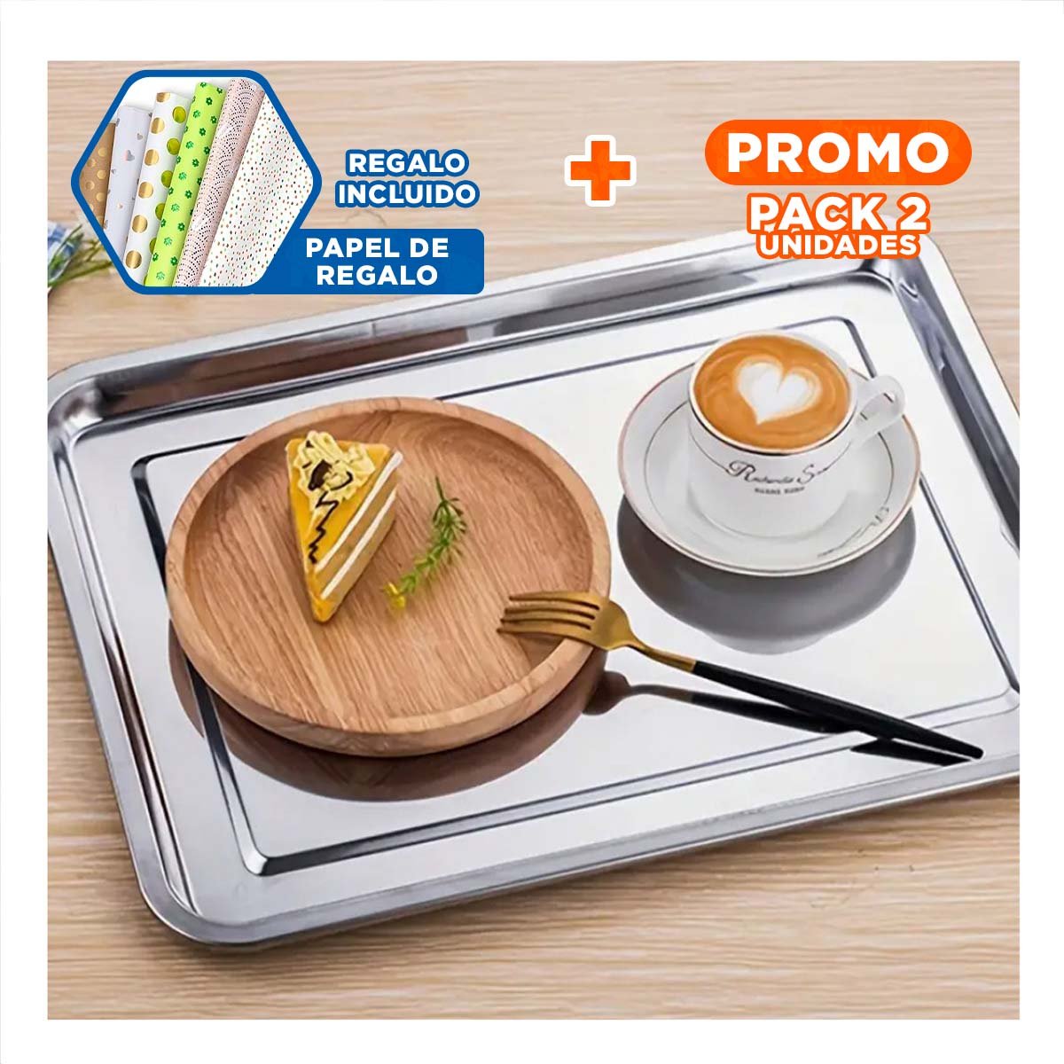 PACK2 SOPORTE VERSATIL DE ACERO PARA COCINA HOGAR Y DECORACION PLATEADA Y+PAPEL REGALO - 1