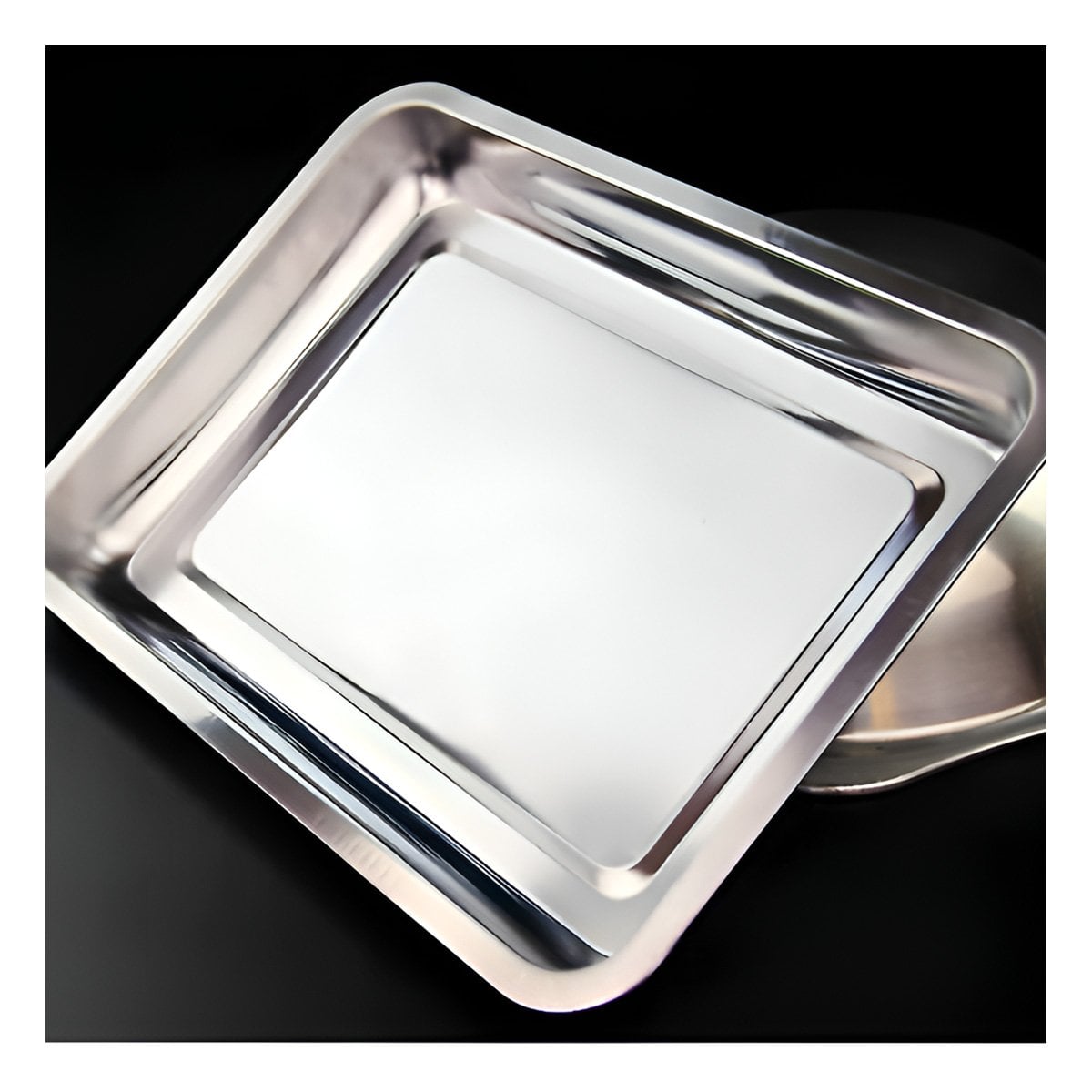 PACK2 BANDEJILLA FUNCIONAL RECTANGULAR DE ACERO PARA HOGAR PLATEADO 50X35X2CM - 2