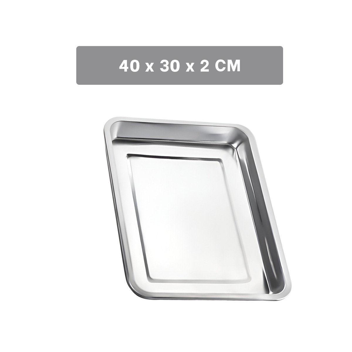 PACK12 CHAROLA ELEGANTE RECTANGULAR DE ACERO PARA COCINA HOGAR PLATEADA - 4