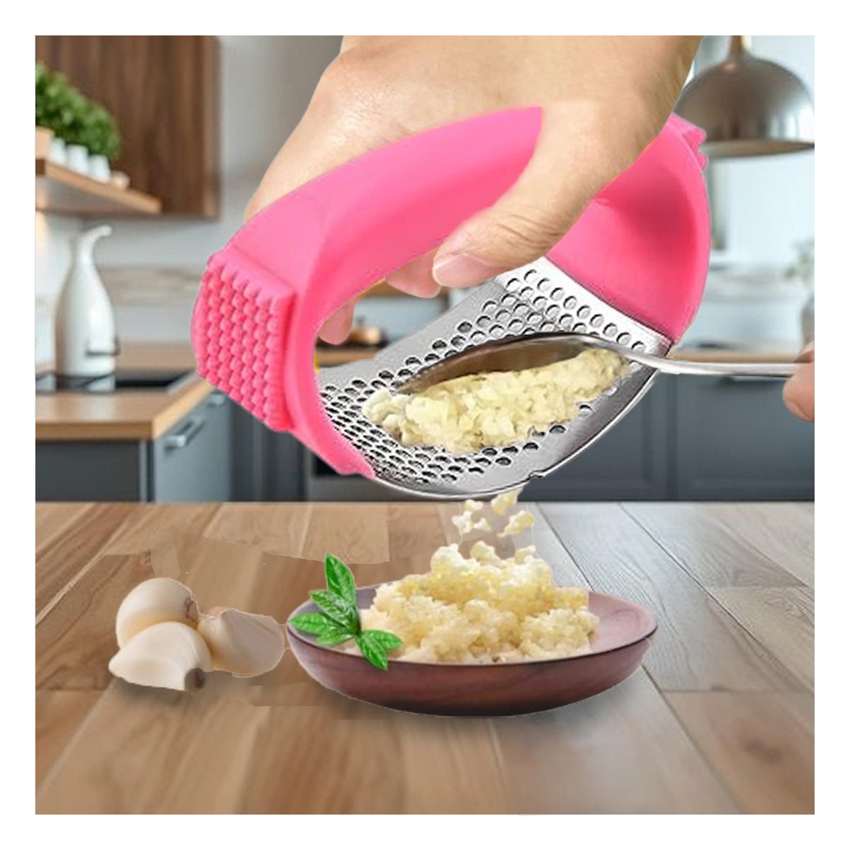 PACK12 PICADOR DE COCINA CON MANGO ROSADO Y PLATEADO FACIL DE LIMPIAR Y+PAPEL REGALO - 3