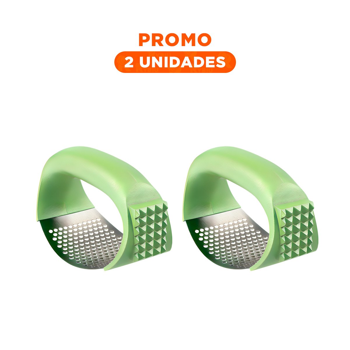 PACK2 TRITURADOR DE PLASTICO CON MANGO VERDE LIMON Y PLATEADO PARA AJO FRESCO Y SALUDABLE - 1