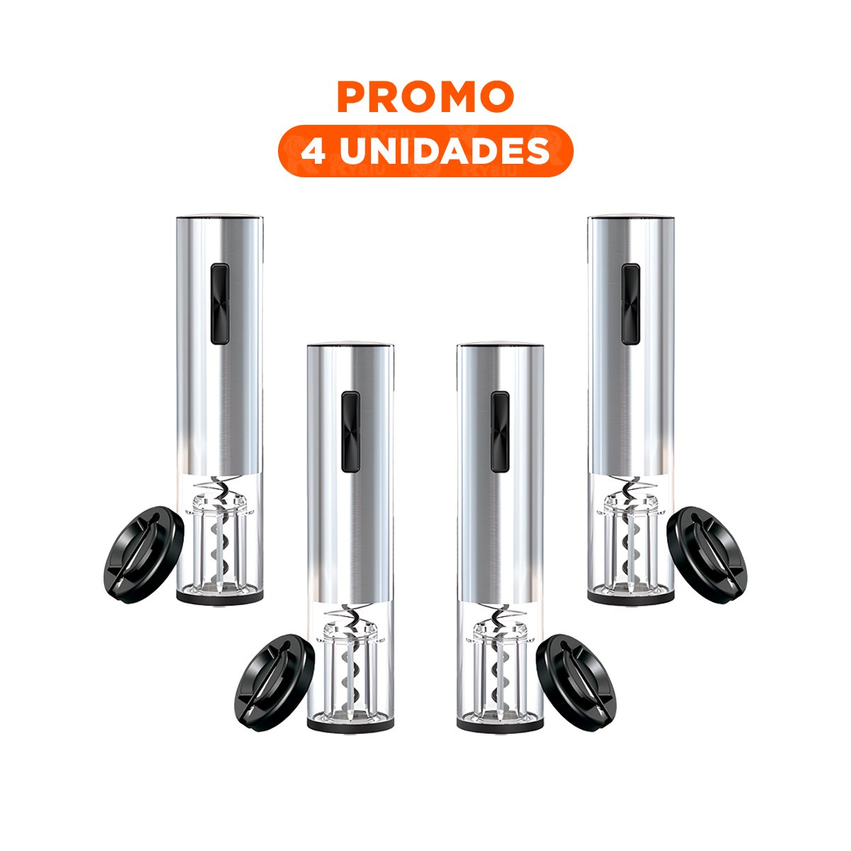 PACK4 SET DESCORCHADOR PLATEADO CON BASE DE SOPORTE Y ACCESORIOS CAJA GUINDA Y+REGALO STICKER - 1