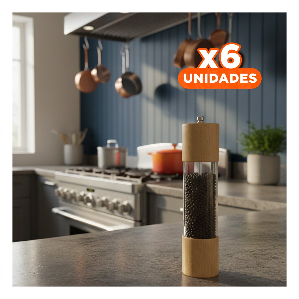 PACK6 PROCESADOR MANUAL DE MADERA Y TRANSPARENTE PARA COCINA COMPACTA Y+REGALO STICKER - 1
