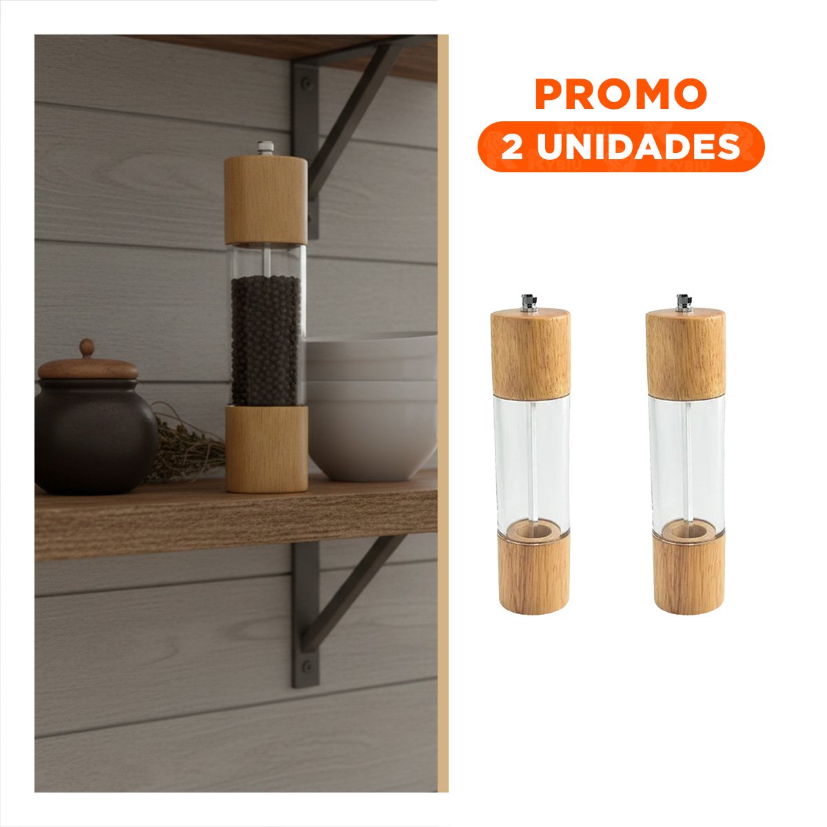 PACK2 PICADOR MANUAL DE MADERA Y TRANSPARENTE PARA COCINA MODERNA - 1