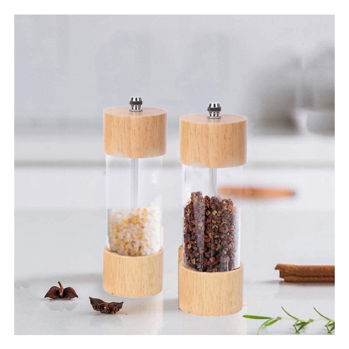 PACK4 DISPENSADOR MANUAL DE MADERA TRANSPARENTE PARA COCINA ACTUAL - 5