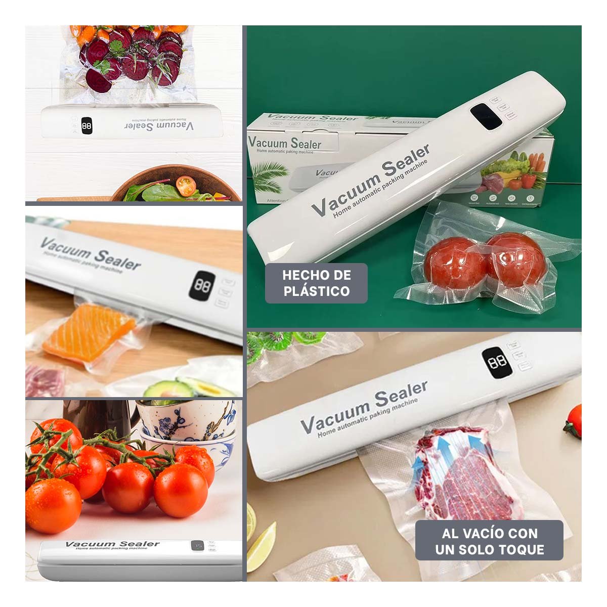 PACK6 SISTEMA ELECTRICO PARA SELLAR AL VACÍO BLANCO FACIL DE USAR Y+PAPEL REGALO - 3